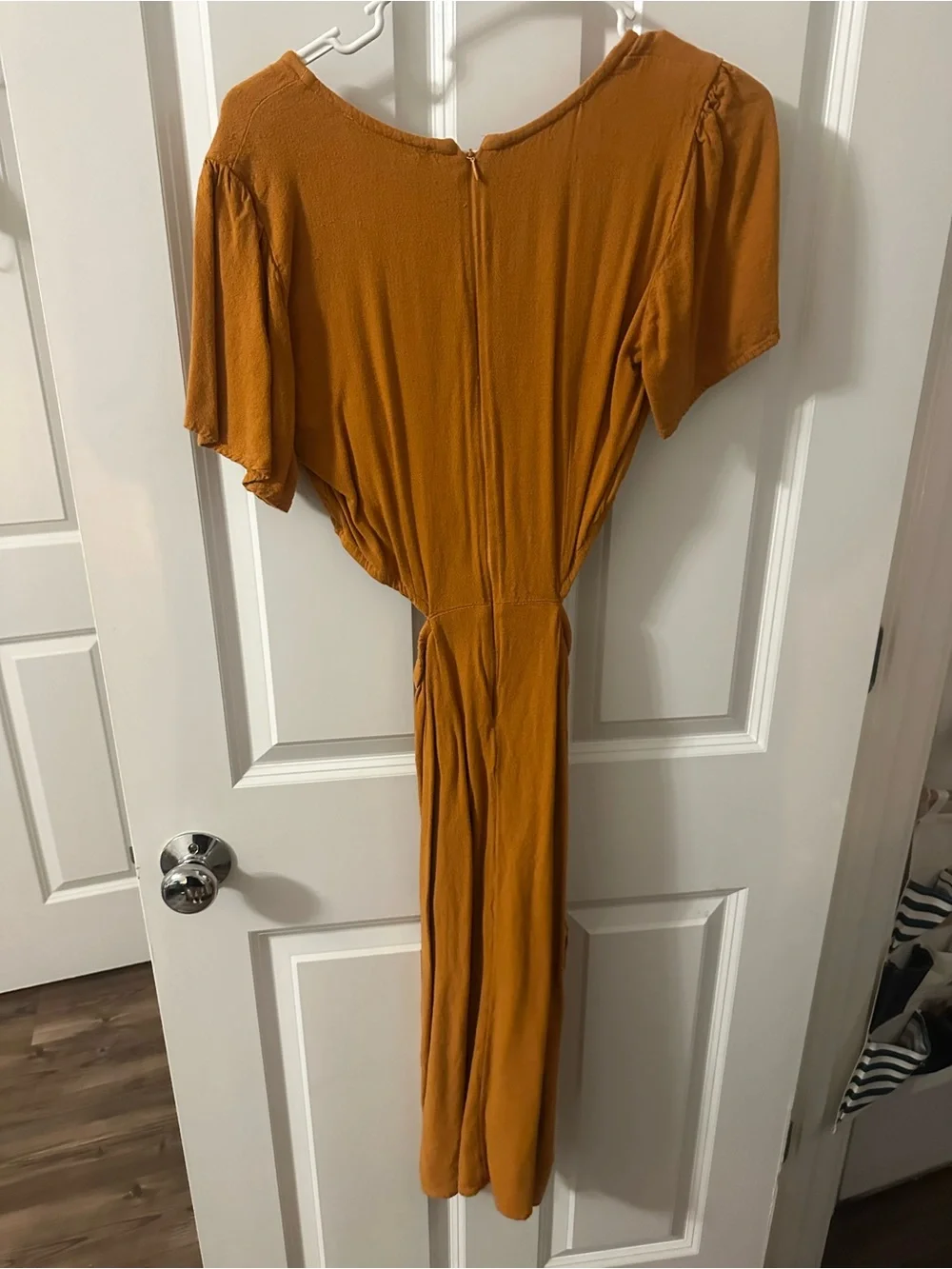 Abercrombie & Fitch Knot Maxi Dress with side cutouts in Mustard